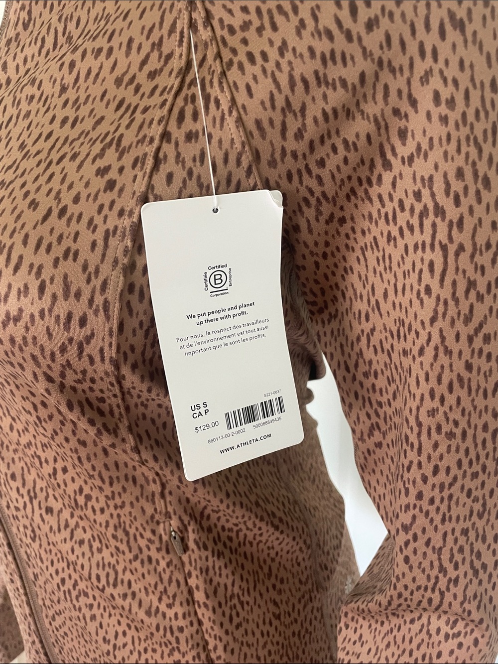 NWT Athleta Salutation Brown Leopard Printed Jacket Size Small - Picture 4 of 9